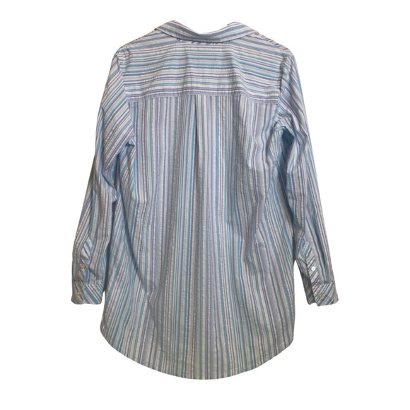 Southern Tide Marina Stripe Seersuscker Button-Front Popover Tunic Blue White - Picture 2 of 13